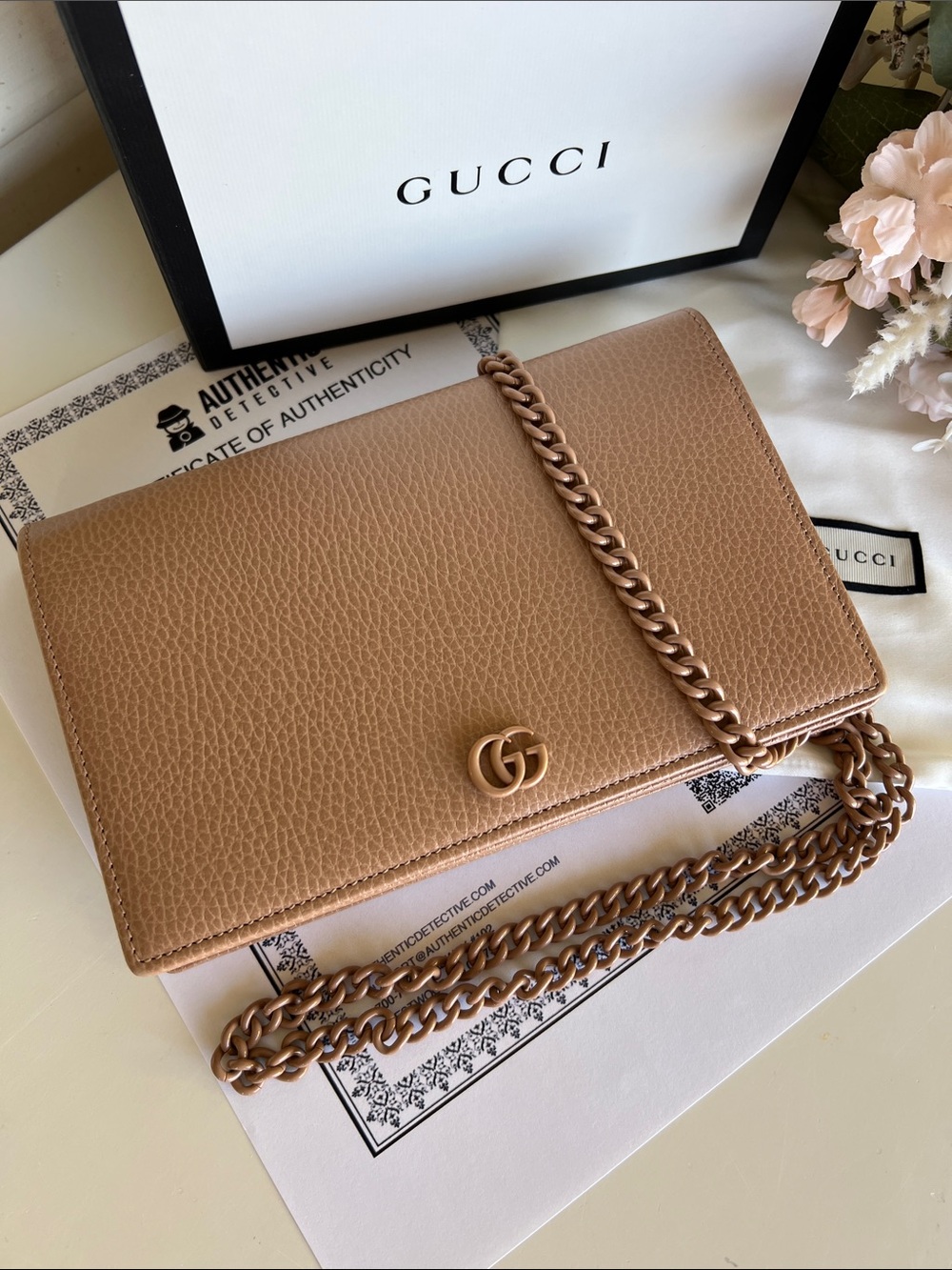 GUCCI Marmont Dollar Calfskin Wallet on Chain 🌸 Gorgeous!